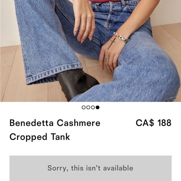 Reformation Benedetta 100% Cashmere Cropped Tank XS - Picture 4 of 11